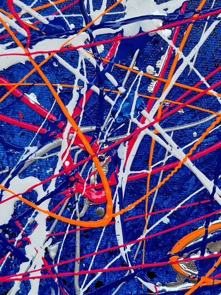 Detail of an abstract artwork by KooK - Precise strokes and unique textures in bright colors