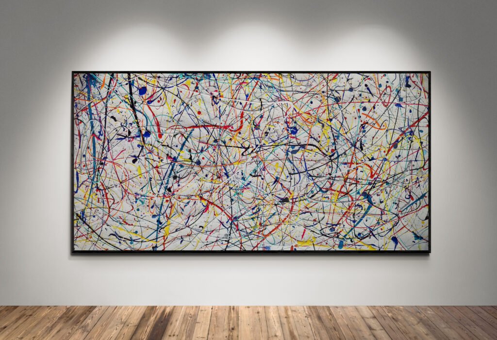 Abstract artwork Number 23 in Jackson Pollock style with a white background and multicolor splatters | A symphony of color