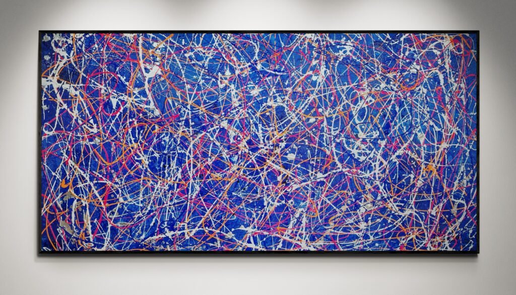 A standout example of abstract expressionism art by KooK, Jackson Pollock Style with full of energy and movement