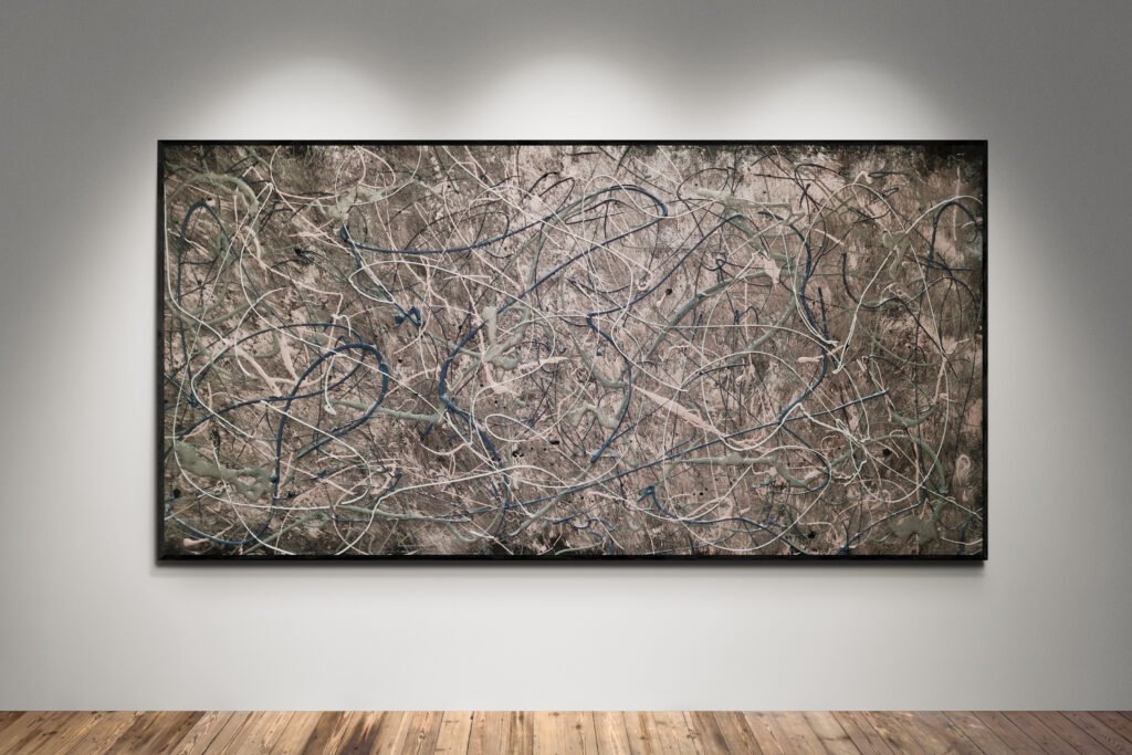 Number 107 – Large-Scale Black Grey & Rose Gold Contemporary Abstract Artwork