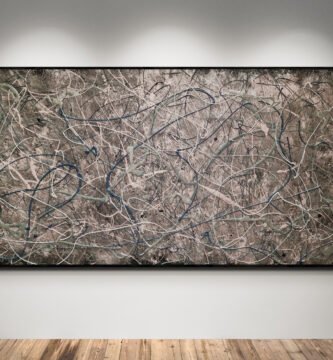 Number 107 – Large-Scale Black Grey & Rose Gold Contemporary Abstract Artwork