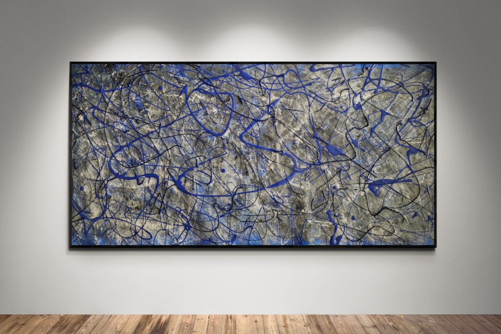 Number 145 – Large-Scale Blue Grey Contemporary Abstract Artwork