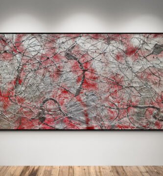 Number 88 – Large-Scale Red & Silver Contemporary Abstract Artwork