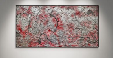 Number 88 – Large-Scale Red & Silver Contemporary Abstract Artwork